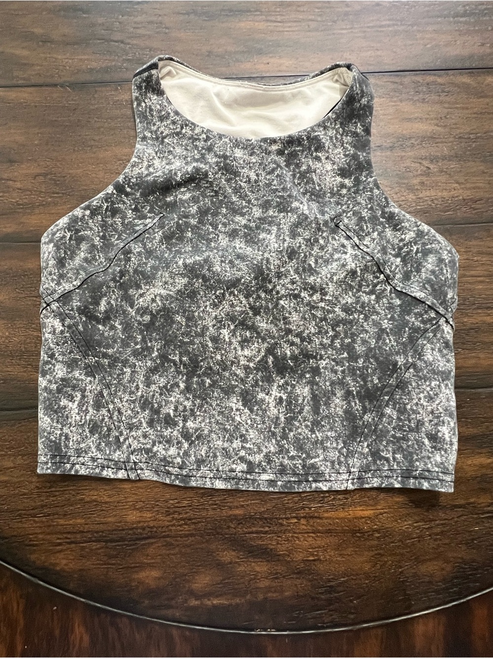 Lululemon Invigorate Training Tank Top Denim Wash Print White Opal Multi Size 6